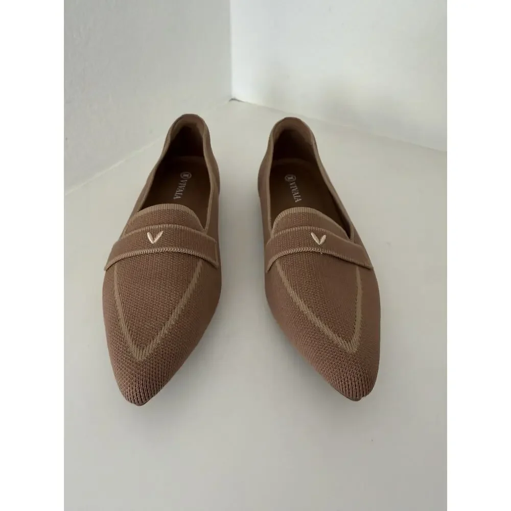 VIVAIA Beige Knit Pointed Toe Slip-On Loafer Flats Size 40